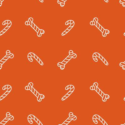 Christmas Seamless Pattern with Candy Cane and Bone