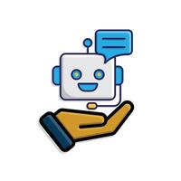 ai icon. AI Personal Assistant in hand. Voice assistant. microphone with bot face. UI, education. isometric design style vector