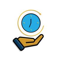 Work icon. Time tracker in hand. clock with circular progress bar. collaboration. isometric design style vector