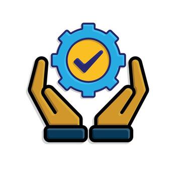 ai icono. ai personal asistente en dos mano. tarea automatización. engranaje Moviente con automático Lista de Verificación. ui, educación. isométrica diseño estilo vector