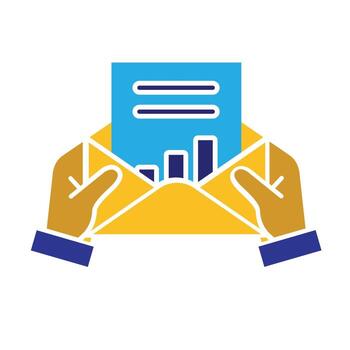 Work icon. Shared docs in hand. Two hands holding shared envelope document. collaboration. Flat design style vector