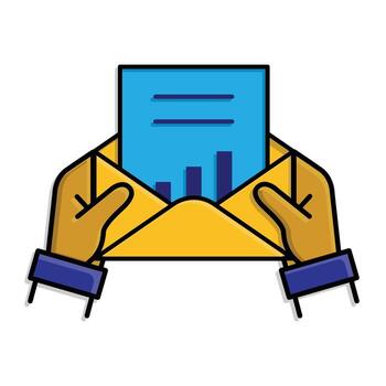 Work icon. Shared docs in hand. Two hands holding shared envelope document. collaboration. Isometric design style vector