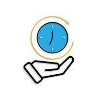 Work icon. Time tracker in hand. clock with circular progress bar. collaboration. Mixed design style vector