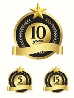 Award labels in gold and black color. Suitable for badge, icon, logo, stamp vector