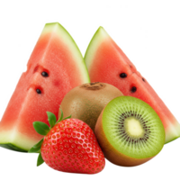 Fresh Watermelon Kiwi Strawberry Slices Isolated on Transparent Background png