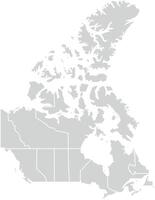 Grey with White Outline Canada Map with District Borders American Country vector