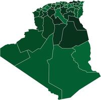 Algeria Maps with Green Monochrome Color for District Borders African Country vector