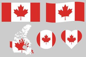 Collection of Canada Flags American Country vector