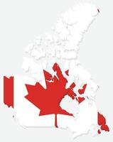 3D Maps of Canada with Canada Flag American Country vector
