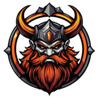 The viking mascot head with horns and a long beard png