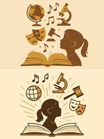 Girl Imagining Future in Science, Art, and Education vector