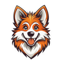 A fox head with a big smile on its face png