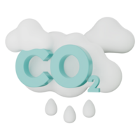 CO2 icon with clouds and drops symbolizing air pollution climate change danger 3d illustration png