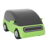 Electric car with green body and battery plug showing clean energy, smart mobility, eco power, zero emission, urban commute, modern design, sustainable drive, and environmental innovation concept png
