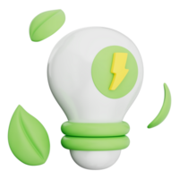 Green energy light bulb with eco leaf symbol bright electric power sustainable future clean technology innovation concept solar charge spark battery safe life icon environment globe reduce protect png