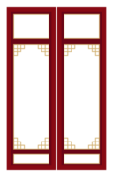 Vintage Lanna pattern photo frame, red border, transparent background png