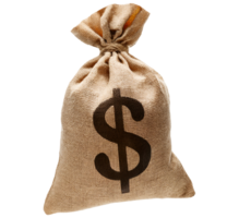 Canvas sack full of money with dollar symbol png