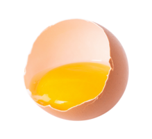 Half shell egg with visible golden yolk png