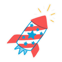A sticker of a rocket with stars and stripes png