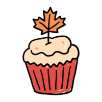 A cupcake with a maple leaf on top png
