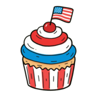 A cupcake with an american flag on top png