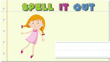 A colorful animation guiding viewers to spell 'girl' with an animated character, vibrant text, and engaging transitions video