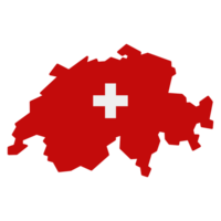 Map of Switzerland with flag isolated on transparent background png