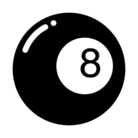 Billiard ball icon.Black billiard ball number 8 isolated on transparent background png