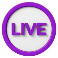 The image shows the word LIVE in purple 3D letters inside a purple circle against a transparent background. png