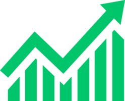 Graph going down and up sign with green arrows icon png