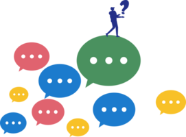 People with bubble speech Asking business questions png