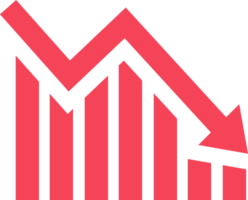 Graph going down and up sign with red arrows icon png