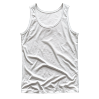 Plain white men's tank top isolated on transparent background, png