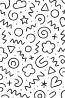 Seamless Hand Drawn Pattern of Various Shape Doodle png