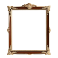 ornamentado retangular cenário quadro, Armação com Castanho madeira e ouro sotaques. png