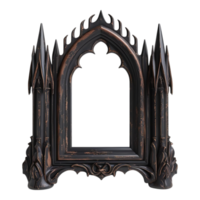Ornate Gothic Arch Frame with Spire Details and Distressed Finish. png