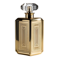 ornamentado ouro perfume garrafa com cristal rolha e geométrico Projeto. png