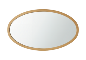 Modern round mirror with natural wood frame isolated on transparent background png