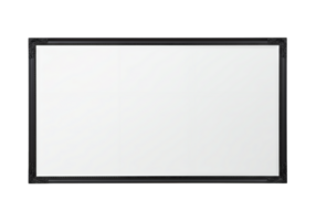 Ornate black picture frame with blank white space isolated on transparent background png