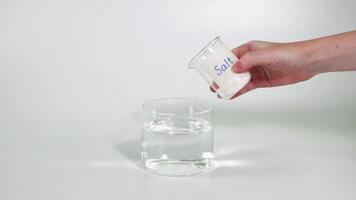 Salt is poured into a water container video