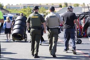 Sheriff Deputies on foot patrol at Sonoma Raceway. editorial_image