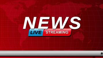 Red-themed animation highlighting live news streaming with bold text and dynamic transitions video