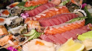 A colorful array of sushi and sashimi delicacies video
