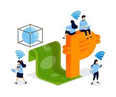 Digital currency and connectivity illustration vector