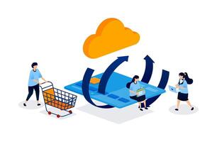 Digital payment illustration with shopping cart vector