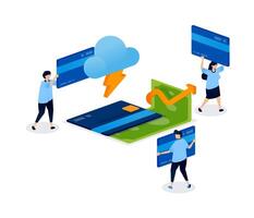 People engaging in digital payment activities vector