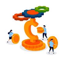 penny and a stack of money show how small denominations play a vital role in spending, saving, and income generation within financial systems. Can be used for banner, mobile app, website, ads vector