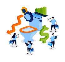 Concept art of corporate mismanagement and failed analysis, symbolized by a toilet, portraying poor decisions, wasted money, and financial downfall. Can be used for banner, mobile app, website, card vector
