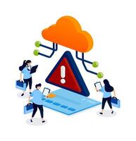 Cloud security alert with professionals vector