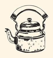 Black and White Kettle Illustration vector